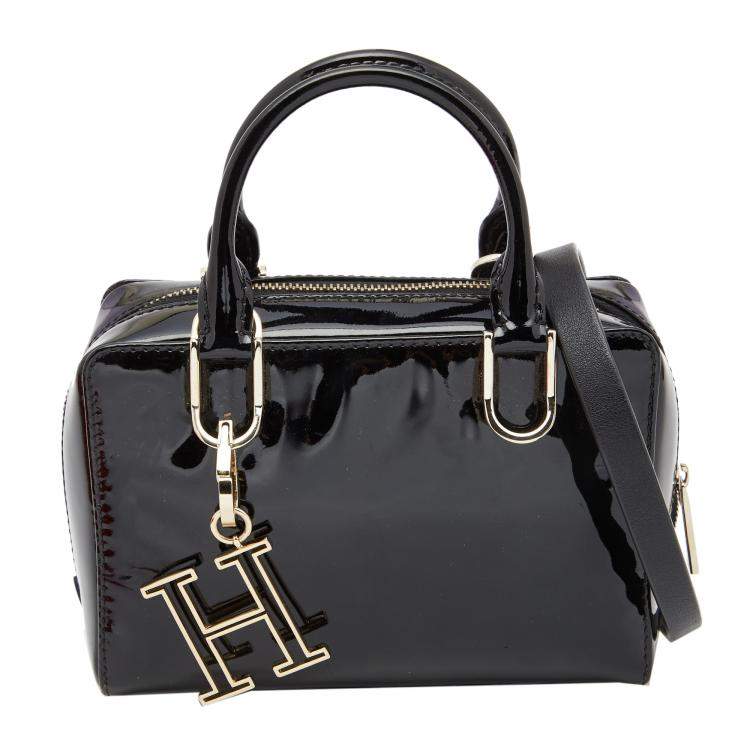 Pre Owned CH Carolina Herrera Black Patent Leather Crossbody Bag