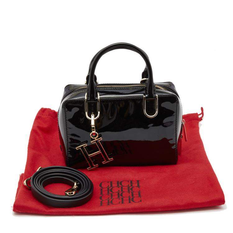 Pre Owned CH Carolina Herrera Black Patent Leather Crossbody Bag
