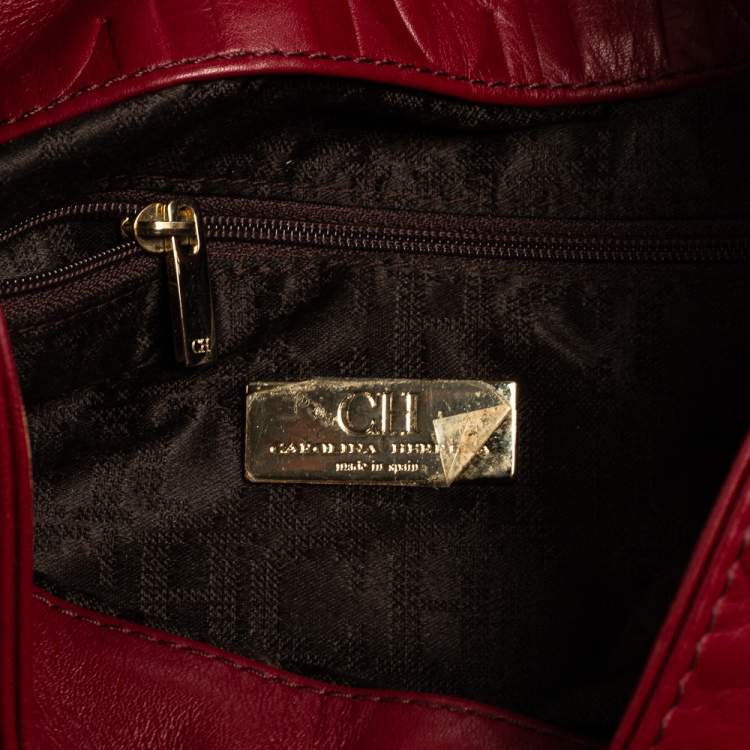 Pre Owned CH Carolina Herrera Red Leather Flap Chain Shoulder Bag