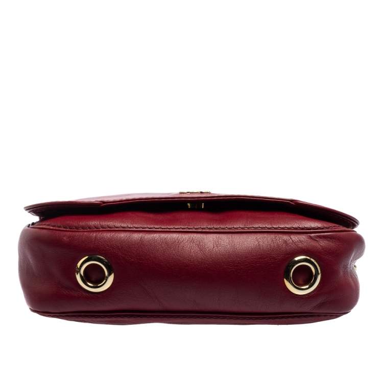 Pre Owned CH Carolina Herrera Red Leather Flap Chain Shoulder Bag