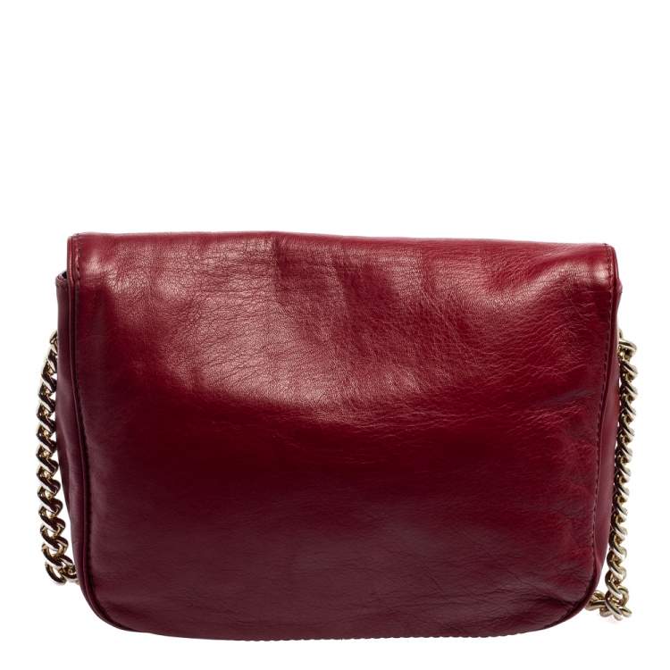 Pre Owned CH Carolina Herrera Red Leather Flap Chain Shoulder Bag