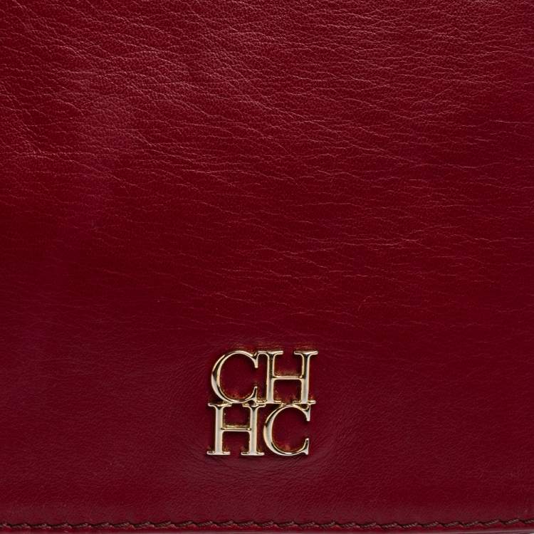 Pre Owned CH Carolina Herrera Red Leather Flap Chain Shoulder Bag