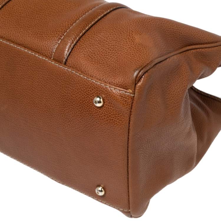 Pre Owned CH Carolina Herrera Brown Leather Medium Matteo Tote