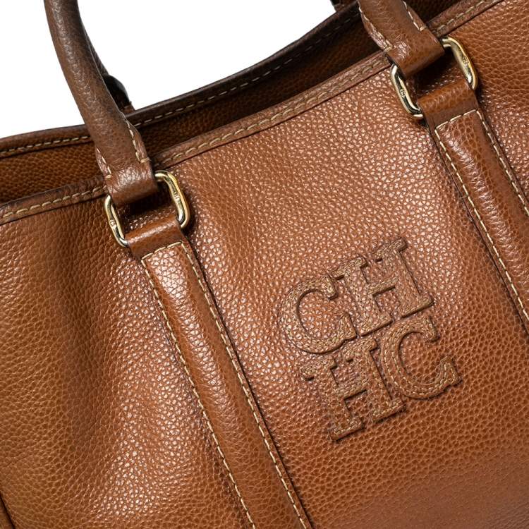 Pre Owned CH Carolina Herrera Brown Leather Medium Matteo Tote