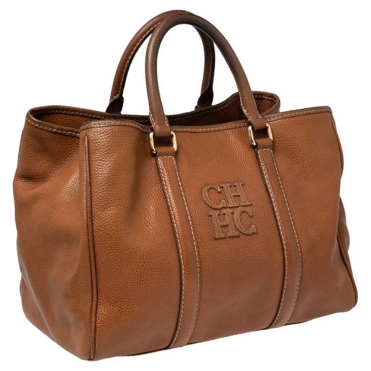 Pre Owned CH Carolina Herrera Brown Leather Medium Matteo Tote