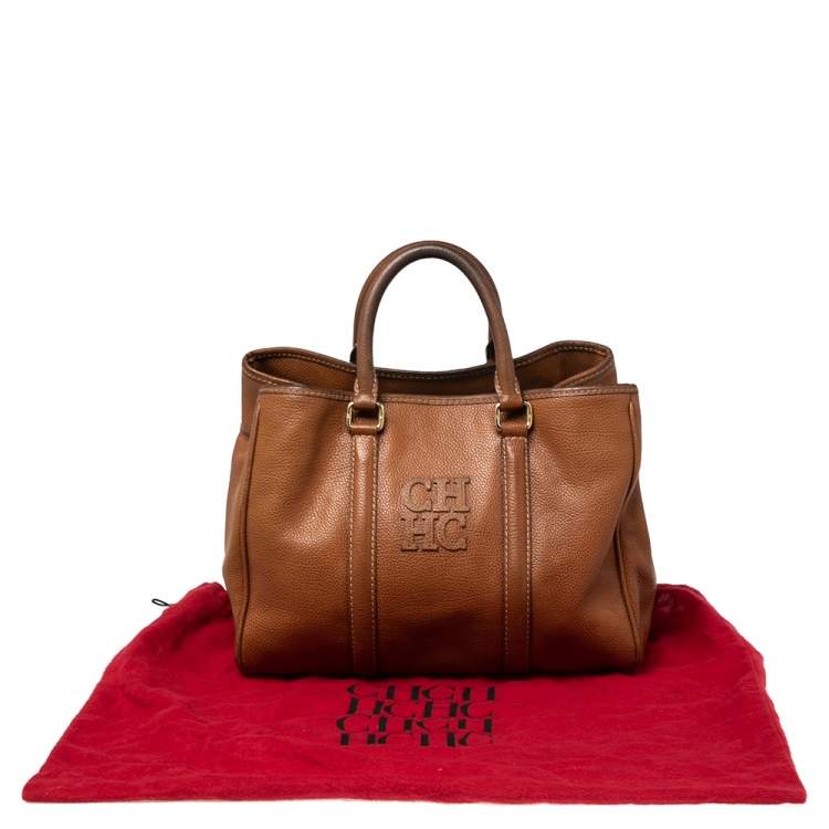 Pre Owned CH Carolina Herrera Brown Leather Medium Matteo Tote