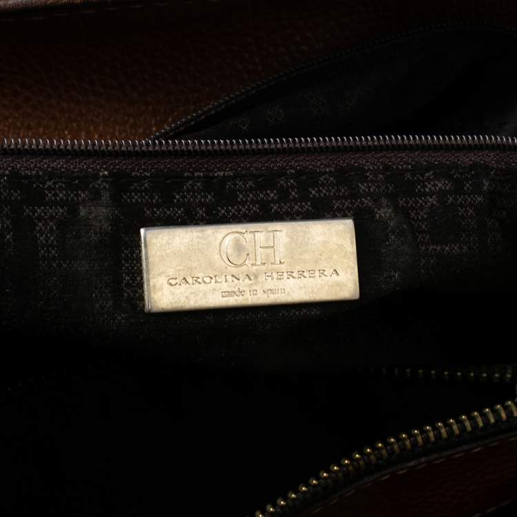 Pre Owned CH Carolina Herrera Brown Leather Medium Matteo Tote