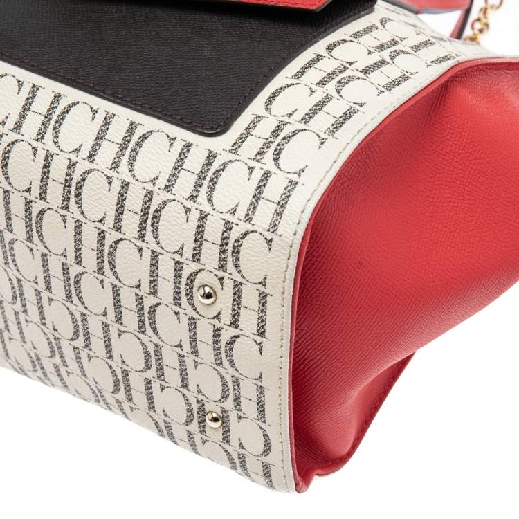 Pre Owned CH Carolina Herrera Multicolor Coated Canvas And Leather Front Pocket Tote