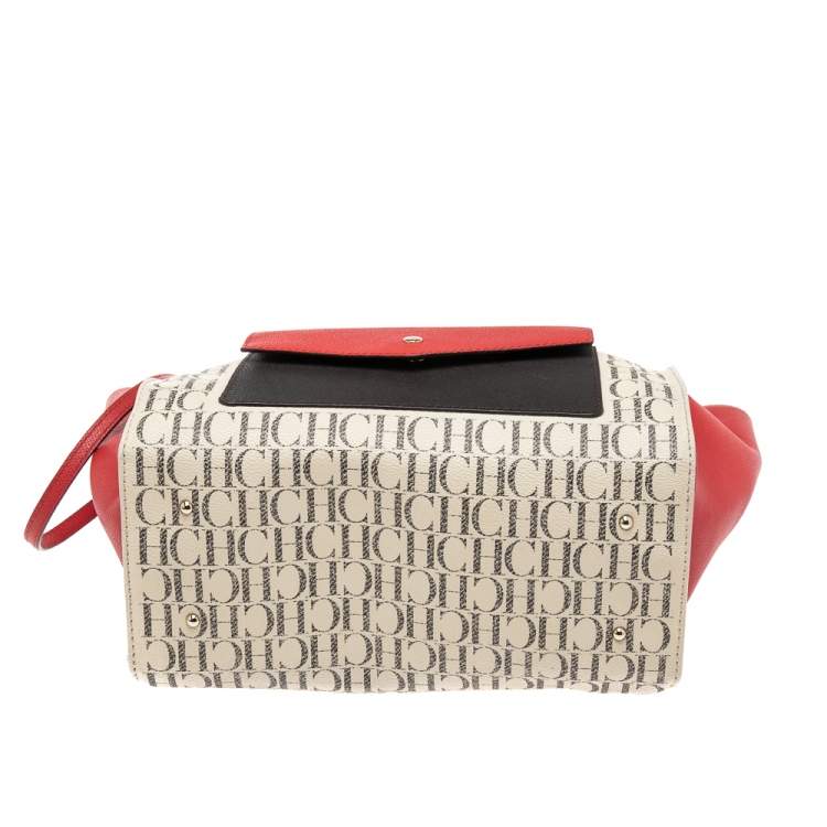 Pre Owned CH Carolina Herrera Multicolor Coated Canvas And Leather Front Pocket Tote