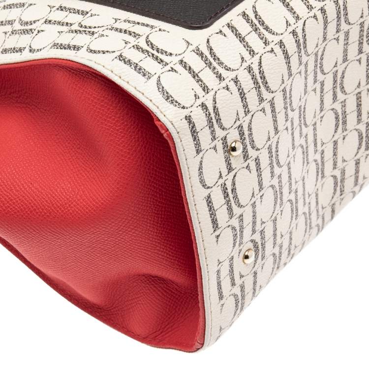 Pre Owned CH Carolina Herrera Multicolor Coated Canvas And Leather Front Pocket Tote
