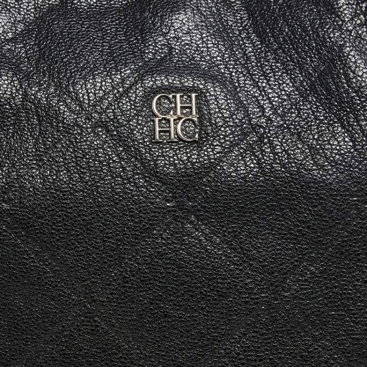 مملوكة مسبقًا CH Carolina Herrera Black Quilt Pattern Leather Chain Shopper Tote