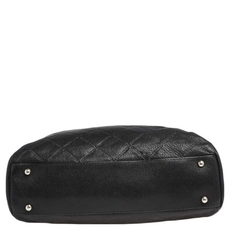 مملوكة مسبقًا CH Carolina Herrera Black Quilt Pattern Leather Chain Shopper Tote