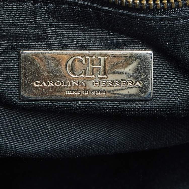 مملوكة مسبقًا CH Carolina Herrera Black Quilt Pattern Leather Chain Shopper Tote