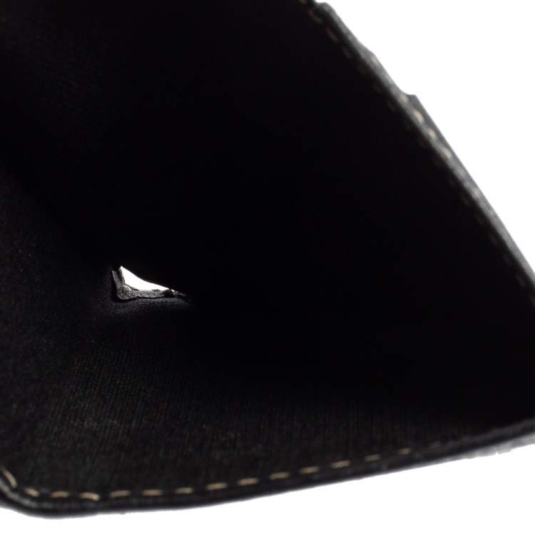 Pre Owned Carolina Herrera Navy Blue Monogram Leather Flap Compact Wallet