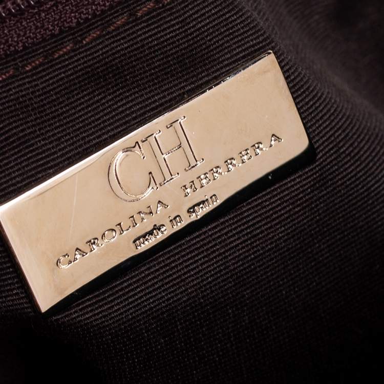 Pre Owned CH Carolina Herrera Green Monogram Leather Audrey Shoulder Bag