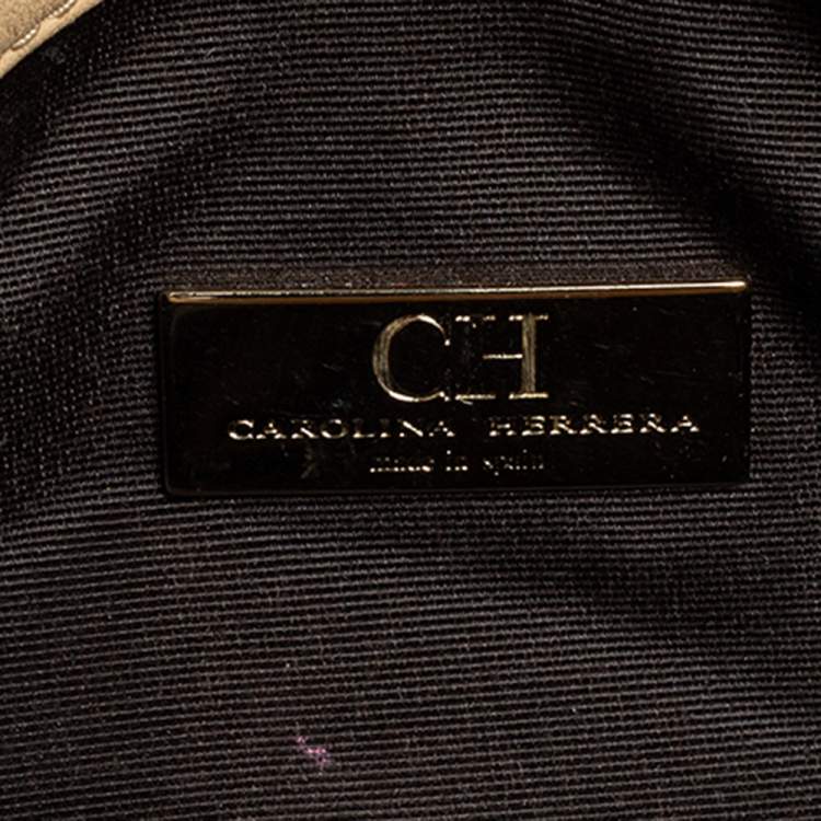 Pre Owned CH Carolina Herrera Beige Quilted Leather Flap Chain Shoulder Bag