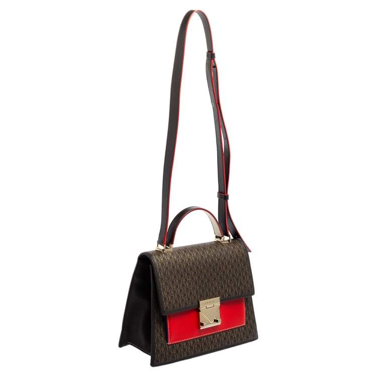 Pre Owned CH Carolina Herrera Multicolor Monogram Coated Canvas and Leather Top Handle Bag