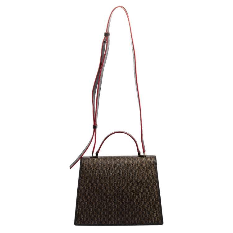 Pre Owned CH Carolina Herrera Multicolor Monogram Coated Canvas and Leather Top Handle Bag
