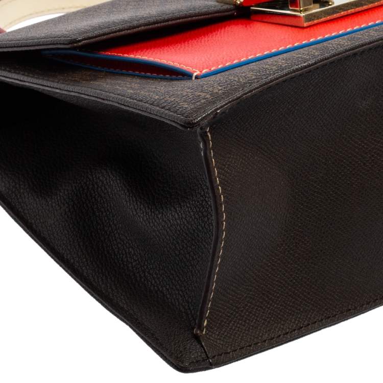 Pre Owned CH Carolina Herrera Multicolor Monogram Coated Canvas and Leather Top Handle Bag