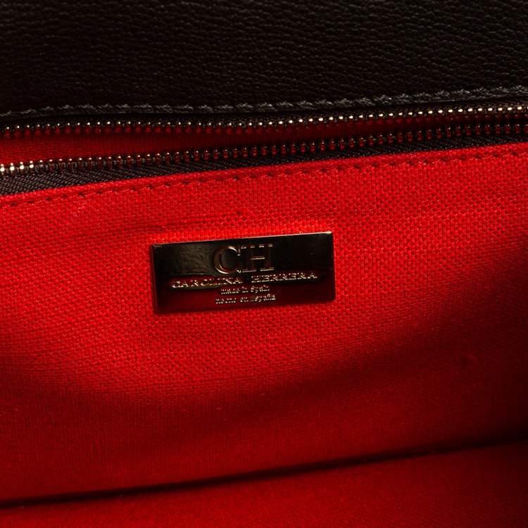 Pre Owned CH Carolina Herrera Multicolor Monogram Coated Canvas and Leather Top Handle Bag