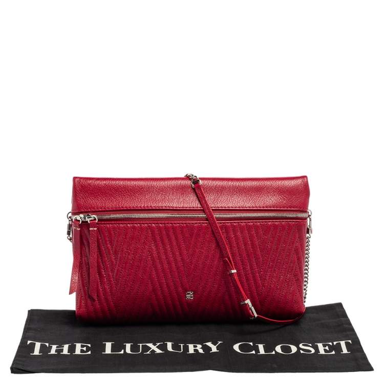 Pre Owned CH Carolina Herrera Red Quilted Leather Crossbody Bag