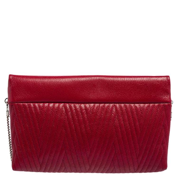 Pre Owned CH Carolina Herrera Red Quilted Leather Crossbody Bag
