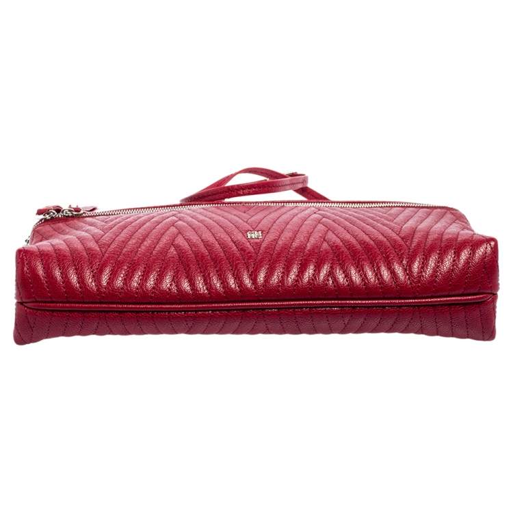 Pre Owned CH Carolina Herrera Red Quilted Leather Crossbody Bag