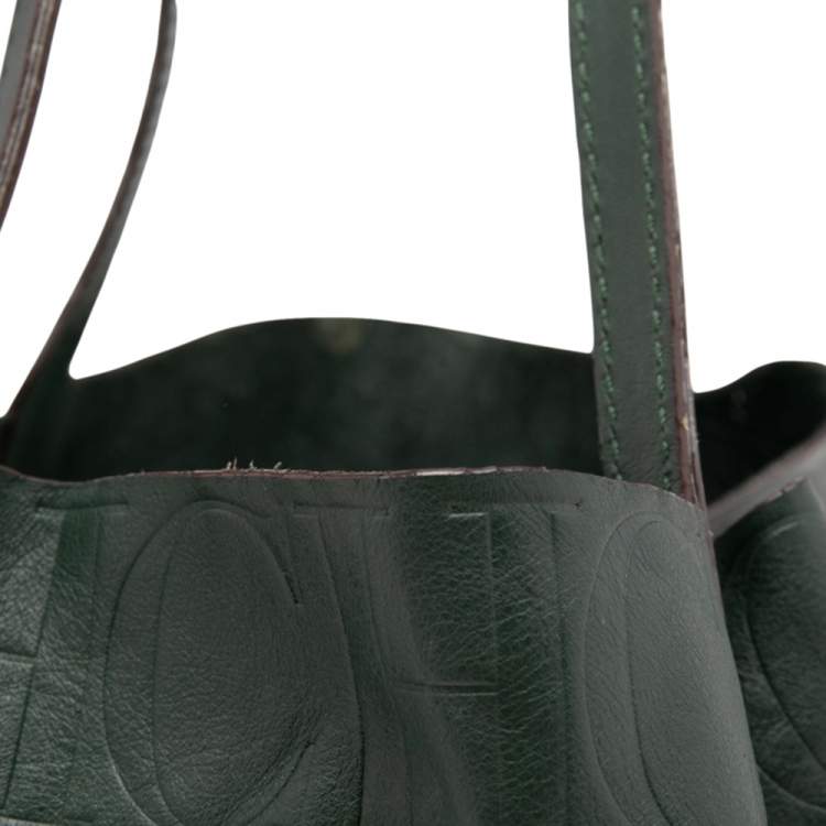 Pre Owned Carolina Herrera Green Monogram Leather Matryoshka Tote