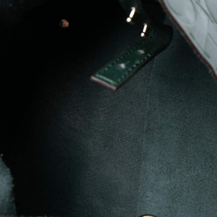 Pre Owned Carolina Herrera Green Monogram Leather Matryoshka Tote