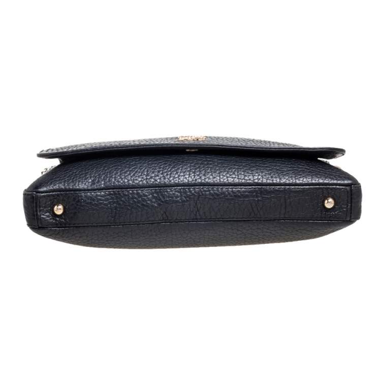 Pre Owned CH Carolina Herrera Black Leather Flap Chain Shoulder Bag