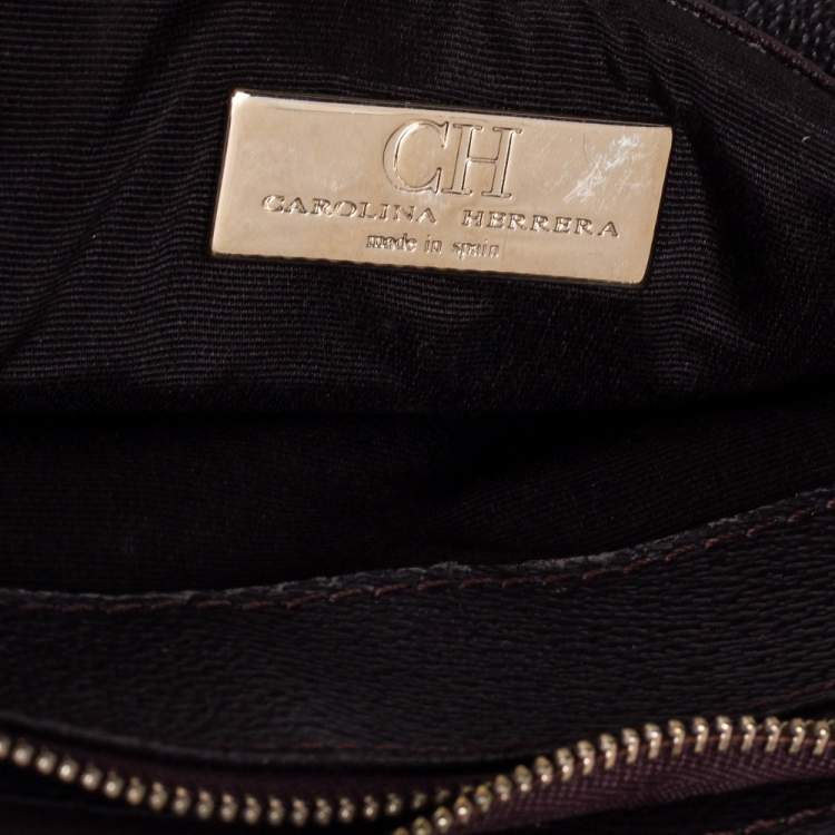 Pre Owned Carolina Herrera Multicolor Monogram Canvas And Leather Flap Shoulder Bag