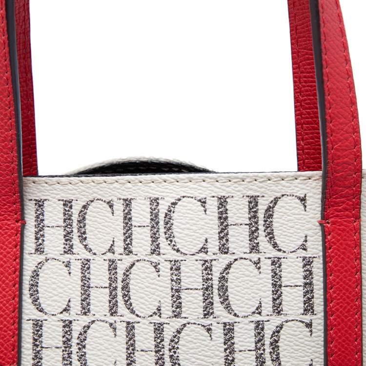 Pre Owned CH Carolina Herrera Multicolor Signature Coated Canvas and Leather Front Pocket Tote