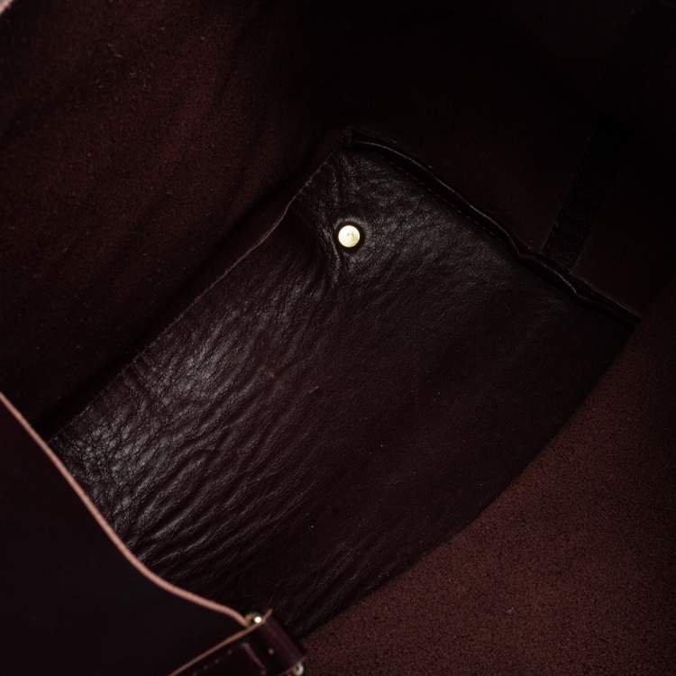 Pre Owned CH Carolina Herrera Burgundy Leather Matryoshka Tote