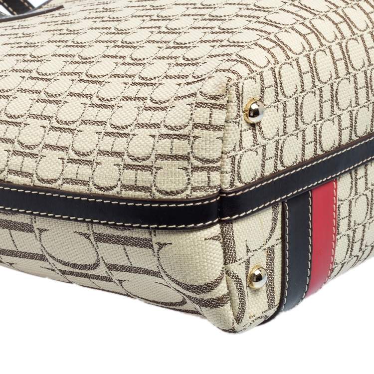 مملوكة مسبقًا CH Carolina Herrera Multicolor Monogram Canvas and Leather Shopper Tote
