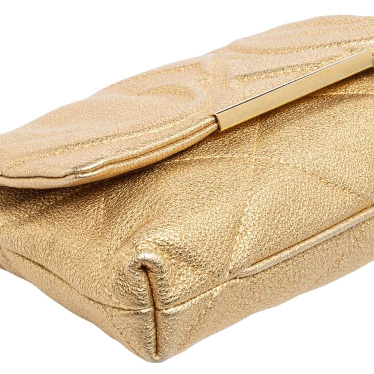 مملوكة مسبقًا CH Carolina Herrera Gold Quilted Leather Flap Chain Shoulder Bag