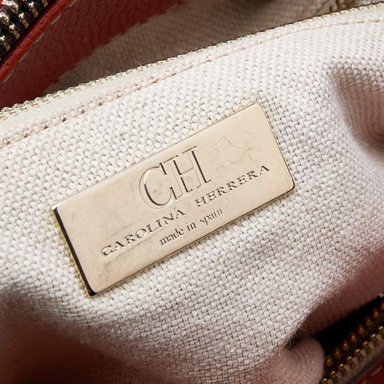 Pre Owned CH Carolina Herrera Orange Leather Matteo Tote