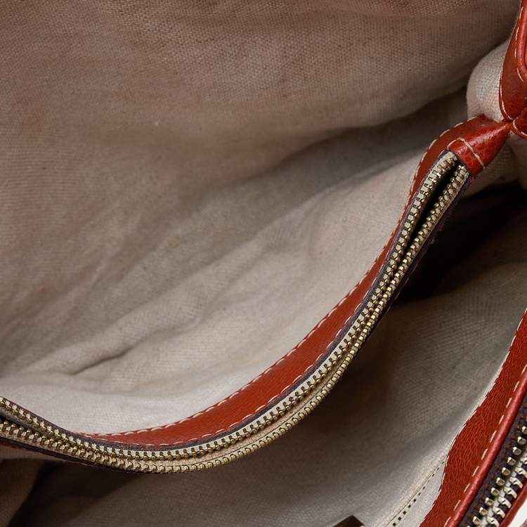 Pre Owned CH Carolina Herrera Orange Leather Matteo Tote