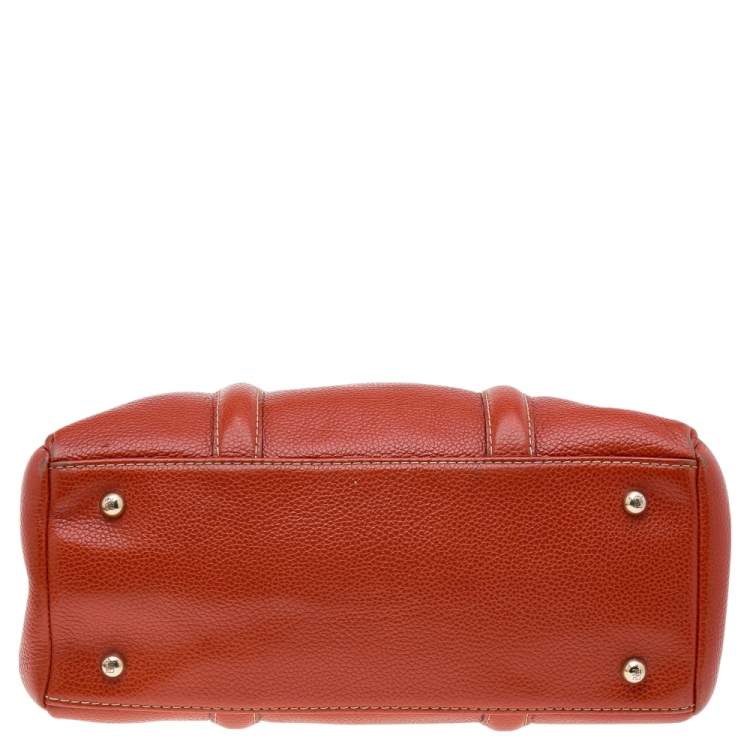Pre Owned CH Carolina Herrera Orange Leather Matteo Tote