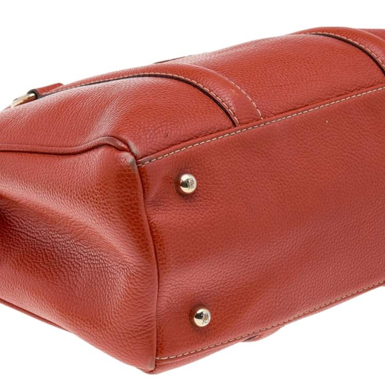 Pre Owned CH Carolina Herrera Orange Leather Matteo Tote