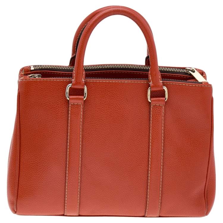 Pre Owned CH Carolina Herrera Orange Leather Matteo Tote
