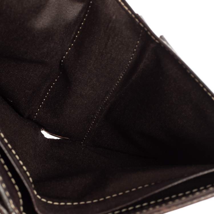 Pre Owned CH Carolina Herrera Monogram Canvas, Suede and Leather Flap French Wallet