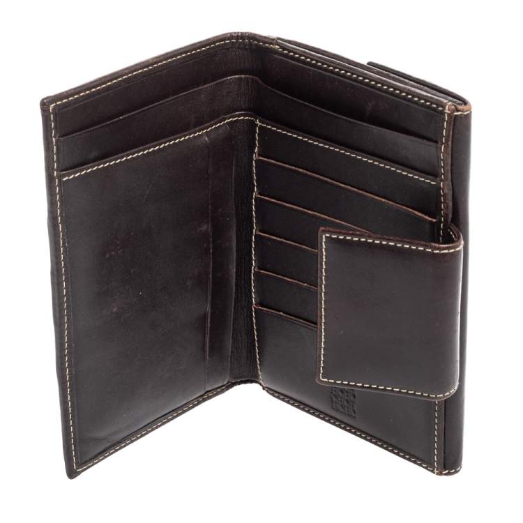 Pre Owned CH Carolina Herrera Monogram Canvas, Suede and Leather Flap French Wallet