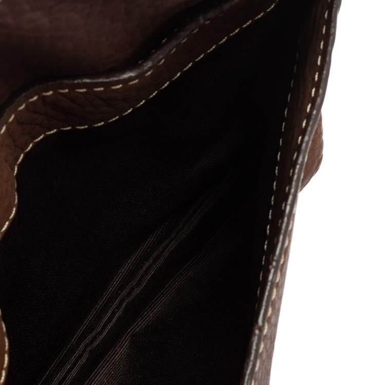 Pre Owned CH Carolina Herrera Brown Leather Double Flap Chain Bag