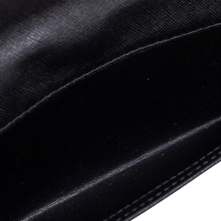 Pre Owned CH Carolina Herrera Black Leather CH Logo Flap French Continental Wallet