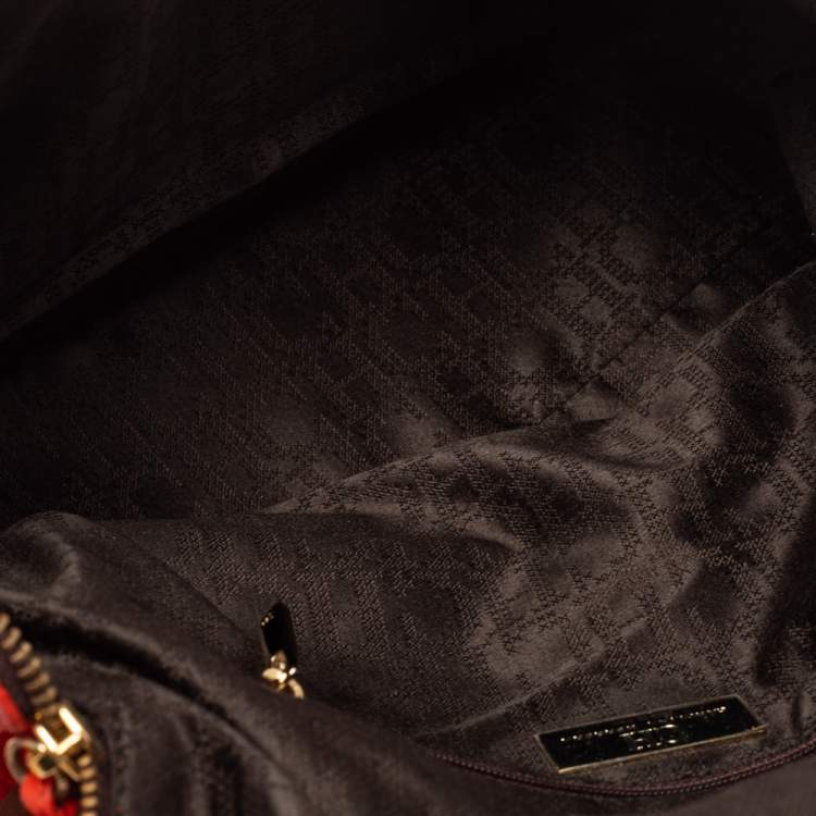 Pre Owned Carolina Herrera Rose Red Leather Zip Hobo