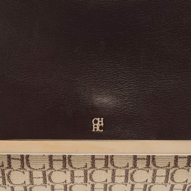 Pre Owned CH Carolina Herrera Multicolor Monogram Coated Canvas and Leather Top Handle Bag