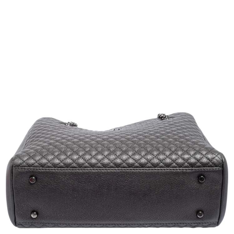 Pre Owned Carolina Herrera Dark Grey Micro Quilted Leather Chain Tote