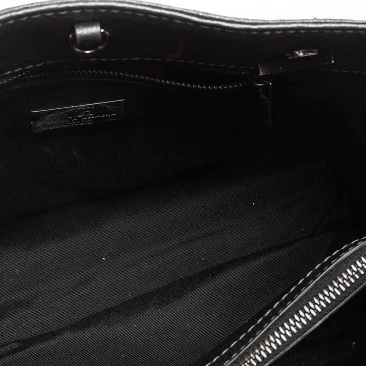 Pre Owned Carolina Herrera Dark Grey Micro Quilted Leather Chain Tote