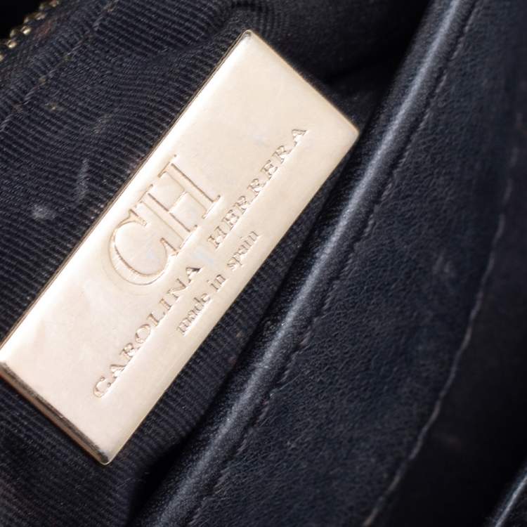 Pre Owned CH Carolina Herrera Black Fabric Pearl Embellished Shoulder Bag