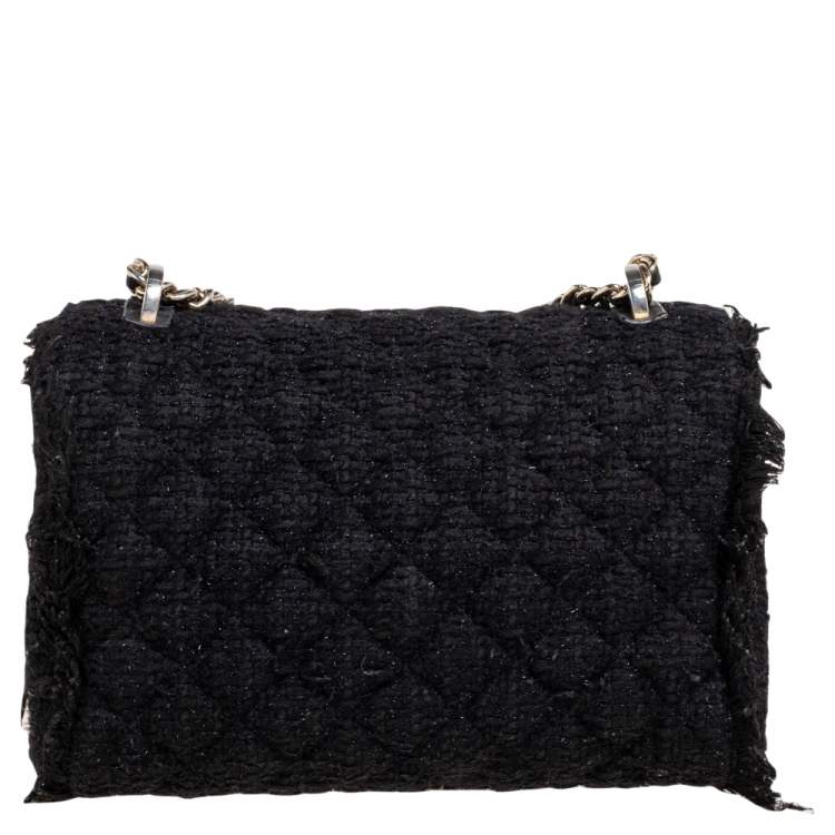 Pre Owned CH Carolina Herrera Black Fabric Pearl Embellished Shoulder Bag